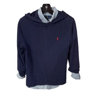 Ralph Lauren Youth Boys Denim Shirt & Navy Hoodie Sz L 14-16